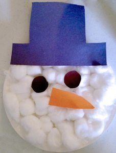 Christmas Paper Plate Snowman Face Craft
