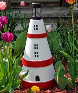 Clay Pot Lighthouse Bird Feeder