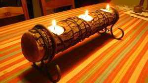 Fireplace Log Candle Holder