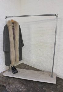 Industrial Galvanized Pipe Clothes Rack on Casters