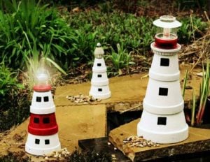 Painted Clay Pot Lighthouses