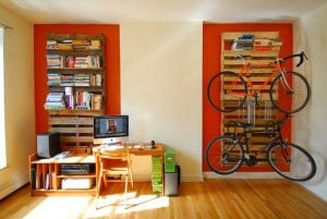 Pallet Bookshelf and Bike Rack