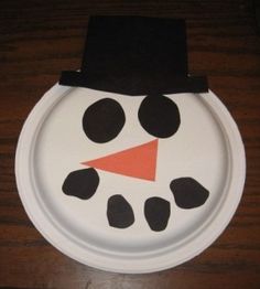 Paper Plate Snowman Mask