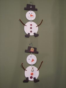 Paper Plate Snowman Mobile