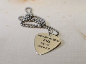Engraved Guitar Pick Necklace