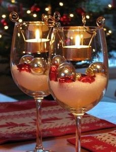 Christmas Wine Glass Candle Holders