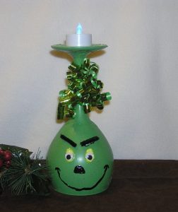 Grinch Wine Glass Candle Holder