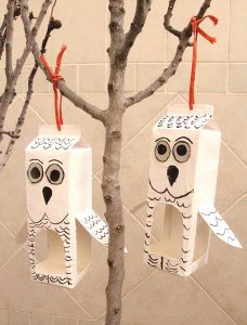 Owl Milk Carton Bird Feeder