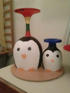 Penguin Wine Glass Candle Holders