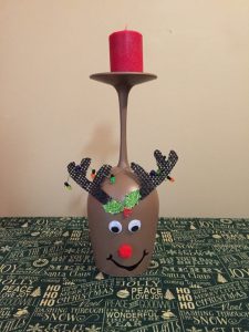 Reindeer Wine Glass Candle Holder