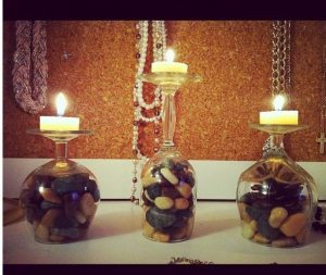 Homemade Wine Glass Candle Holders