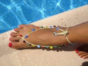 Crochet Barefoot Sandals Pattern with Beads
