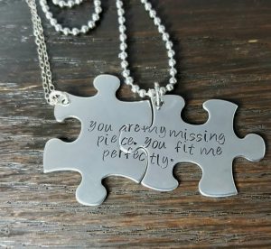 Puzzle Piece Necklace with Engraving