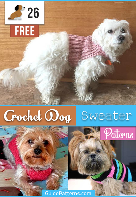 2 PDF Crochet PATTERNS 11-13 Ibs 5-6 Kg Dog Sweater and 