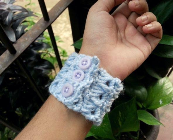 Hand-Crocheted Beaded Statement Bracelet Sage Crochet Lace Cuff Bracelet