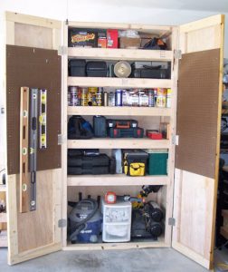 DIY Garage Shelves with Doors