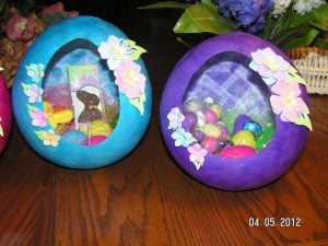 Paper Mache Egg Easter Baskets