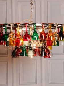 Colored Wine Glass Chandelier
