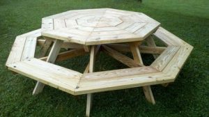 Large Wooden Octagon Picnic Table