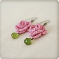 Crochet Rose Earrings