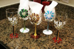 Flower Painted Wine Glasses