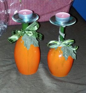Painted Wine Glasses Candle Holders
