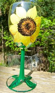 Sunflower Painted Wine Glass