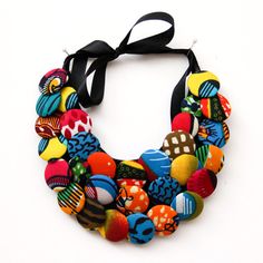 Ankara Button Necklace