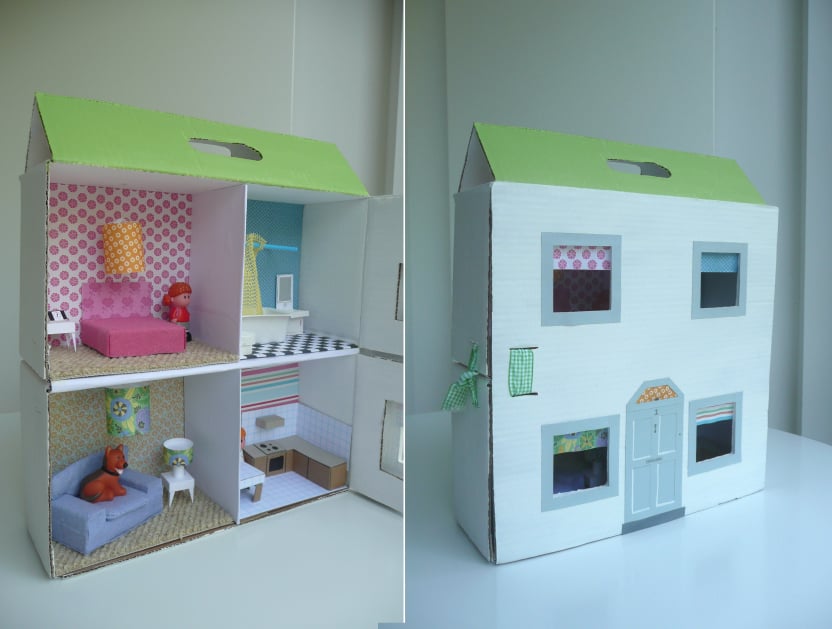 free cardboard dollhouse plans