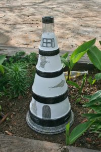 Clay Pot Lighthouse with Solar Light