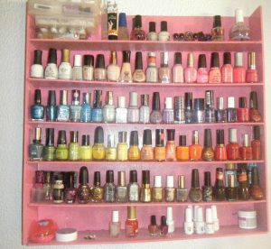 Nail Polish Rack on Bookshelf