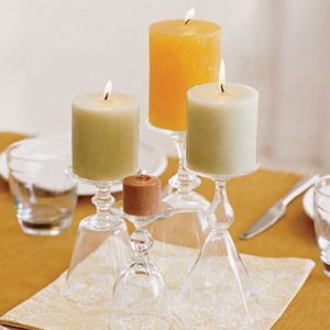 Upside Down Wine Glass Candle Holders