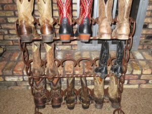 Cowboy boots Black Huis & Wonen Opbergen & Organisatie Schoenen opbergen Shoe Rack Handmade out of metal new 36" Horse Shoe Rack 