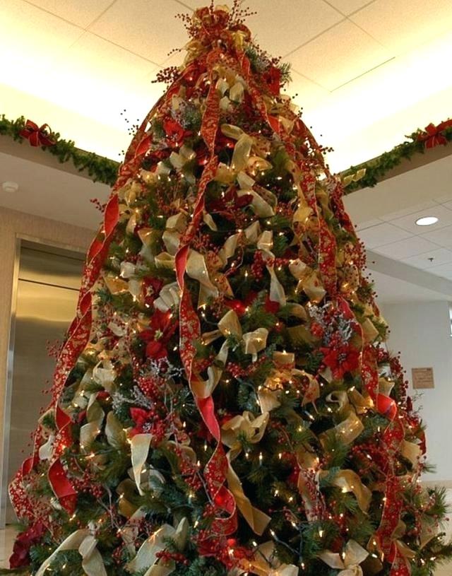Arbre Dessin: Ribbon Mesh Ribbon Garland Christmas Tree Decoration Ideas